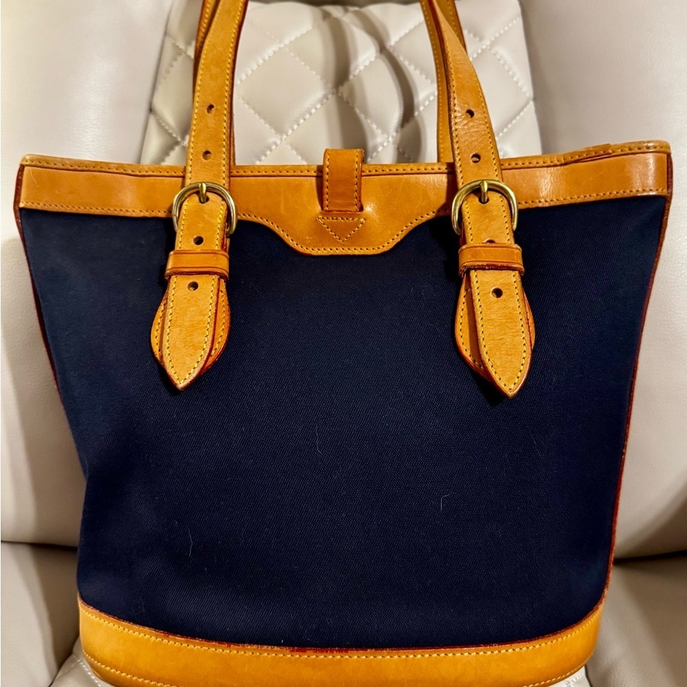 *Spring Cleanout* Dooney & Bourke Blue and Tan Structured Tote - Picture 3 of 6